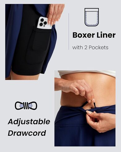 FitsT4 Sports Women's 20'' High Waisted Swim Skirt Skort Quick Dry Swimsuit Bikini Bottoms with Pockets in Kuwait