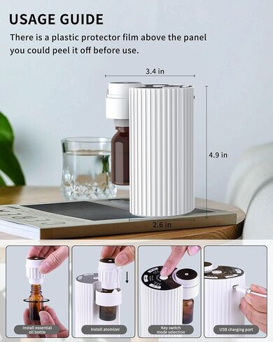 Waterless Diffuser for Essential Oils Smart Tech Waterless Nebulizer Rechargeble Battery Powered Portable for Home Car Office(Upgraded) in Saudi Arabia