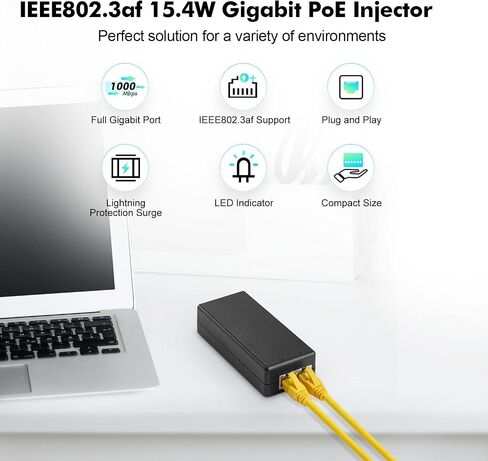 YuLinca 2.5 Gigabit PoE+ Injector, 802.3af/at Power Over Ethernet PoE Adapter, 10/100/1000Mbps, Non-PoE to PoE Adapter, Plug & Play, Distance Up to 100 Meters (328 ft.) in Saudi Arabia