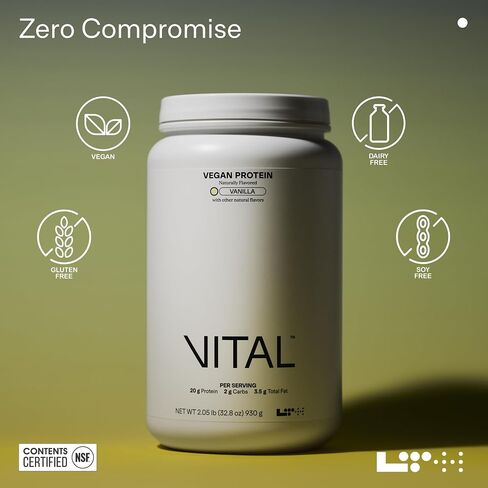 LTH Vital Vegan Protein - Plant-Based Protein Powder - Made from Pea Protein - Supports a Healthy Immune System - Dairy Free & Soy Free - Vanilla, 30 Servings in Kuwait