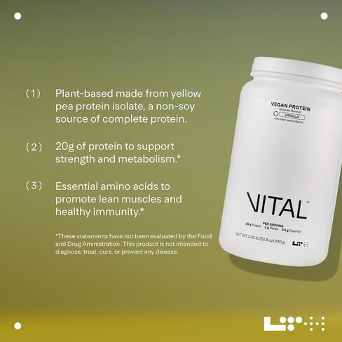 LTH Vital Vegan Protein - Plant-Based Protein Powder - Made from Pea Protein - Supports a Healthy Immune System - Dairy Free & Soy Free - Vanilla, 30 Servings in Kuwait