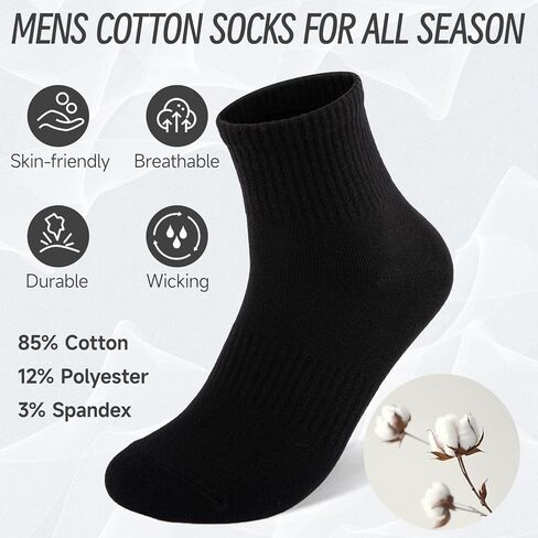 Eallco Mens Socks Socks Cotton Quarter Thin Thin Couls High Mini Crew Socks for Men 6 Pairs in Saudi Arabia