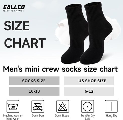 Eallco Mens Socks Socks Cotton Quarter Thin Thin Couls High Mini Crew Socks for Men 6 Pairs in Saudi Arabia