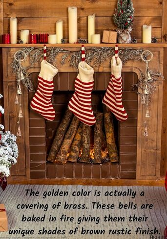 Highbix Shabby Chicing Bells Cluster - ديكور الجرس المعدني المصنوع يدويًا للجدار أو الباب أو الحديقة أو الديكور الاحتفالي (1 ، مخروط النجوم) in Kuwait