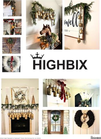 Highbix Shabby Chicing Bells Cluster - ديكور الجرس المعدني المصنوع يدويًا للجدار أو الباب أو الحديقة أو الديكور الاحتفالي (1 ، مخروط النجوم) in Kuwait