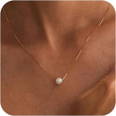 Gold Pearl Necklaces for Women Trendy 14k Gold Plated Dainty Necklace Simple Pearl Drop Single Charm Pendant Necklace Women's Jewelry Best Friend Birthday Gifts Gold Jewelry for Women in Kuwait