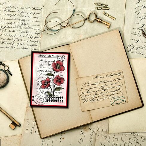 GLOBLELAND أرقام خمر خلفية شفافة واضحة طوابع زهرة كلمة النقش ختم أوراق سيليكون واضح طوابع ختم DIY بها بنفسك سكرابوكينغ وبطاقة صنع ورقة كرافت ديكور in Kuwait