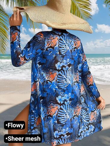 Women's 3 Piece Tropical Bikini Set with Mesh Coverup, Sexy Crisscross Cutout Swimsuits for Pool Party in Saudi Arabia
