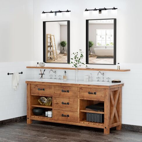 مرآة جدار الغرور الأسود ، 22 × 30 بوصة مرايا الحمام مستطيلة للوعة ، إطار المعادن المصنوعة من الألومنيوم ، والزجاج المقسى ، ومضاد للوقوف ، ومرآة المزرعة على الحائط (أفقي/عمودي) in Kuwait