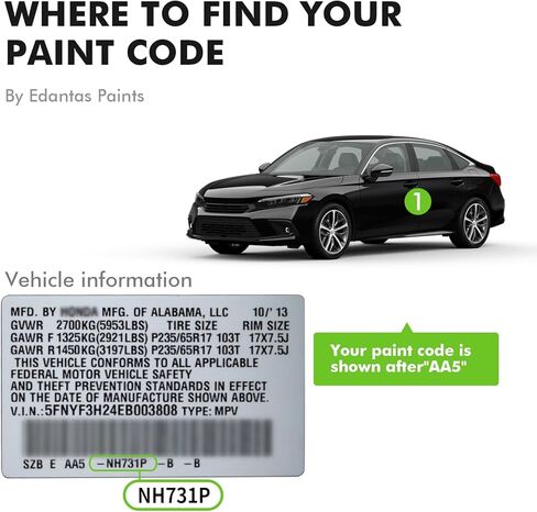NH-731P Crystal Black Pearl Touch Up Paint for Honda Cars, Professional Auto Touch-up Paint Scratch Repair Kit, Automotive Paints Exact Match Compatible with Civic/CRV/Odyssey/Accord/Pilot/HRV in Saudi Arabia