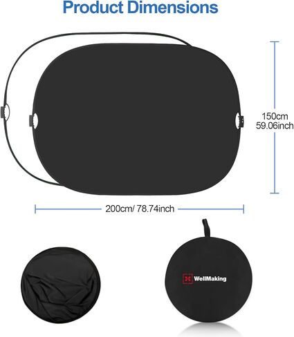 WELLMAKING 32 Inch (80cm) Reflector Photography, Collapsible Light Reflector with Threaded Handle & tilt Adapter, 5 in 1 Handle Reflector for Lighting -Translucent, Silver, Gold, White and Black in Kuwait