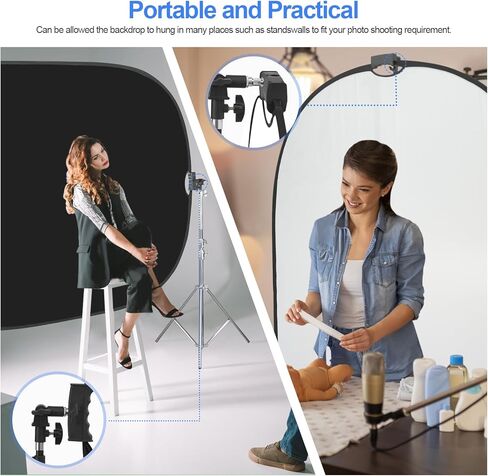 WELLMAKING 32 Inch (80cm) Reflector Photography, Collapsible Light Reflector with Threaded Handle & tilt Adapter, 5 in 1 Handle Reflector for Lighting -Translucent, Silver, Gold, White and Black in Kuwait