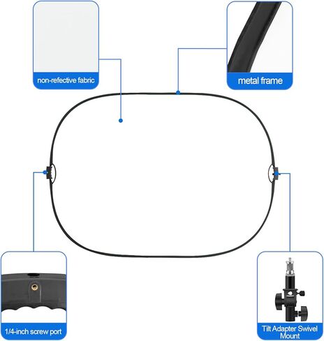 WELLMAKING 32 Inch (80cm) Reflector Photography, Collapsible Light Reflector with Threaded Handle & tilt Adapter, 5 in 1 Handle Reflector for Lighting -Translucent, Silver, Gold, White and Black in Kuwait
