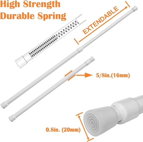 Kxlife 2 Pack 5/8 "قضيب ستارة التوتر ، قضبان التوتر RV ، قضبان خزانة من 10 إلى 16 بوصة in Kuwait