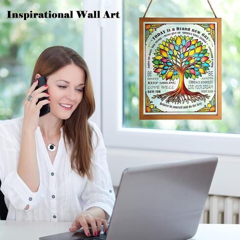 Stained Glass Window Hanging, Colorful Flower Petals Sun Catchers Diamond Glass Panel Hangings Suncatcher Decor for Birthday for Women, Men, Wife, Aunt, and Mom 6.3 in in Saudi Arabia