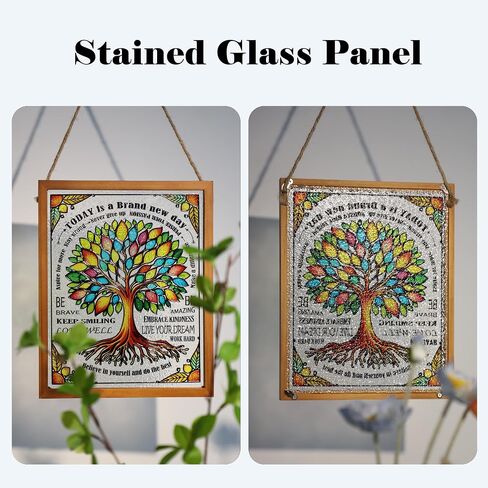 Stained Glass Window Hanging, Colorful Flower Petals Sun Catchers Diamond Glass Panel Hangings Suncatcher Decor for Birthday for Women, Men, Wife, Aunt, and Mom 6.3 in in Saudi Arabia