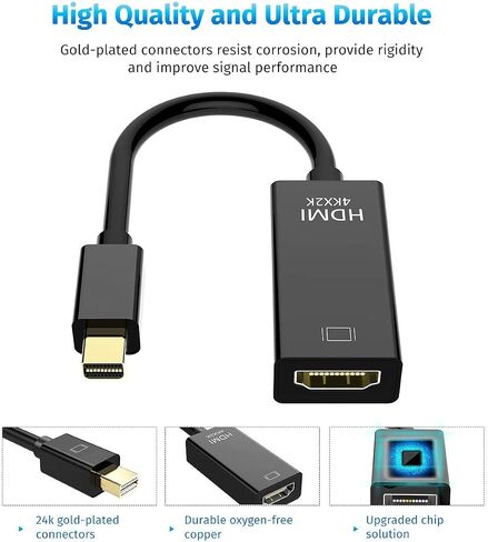 محول QLKUNLA DisplayPort إلى HDMI، DP أحادي الاتجاه إلى HDMI 4K شاشة DP مطلية بالذهب إلى محول HDMI متوافق مع Dell وLenovo وHP وGPU وAMD - رمادي 2-Pack in Saudi Arabia