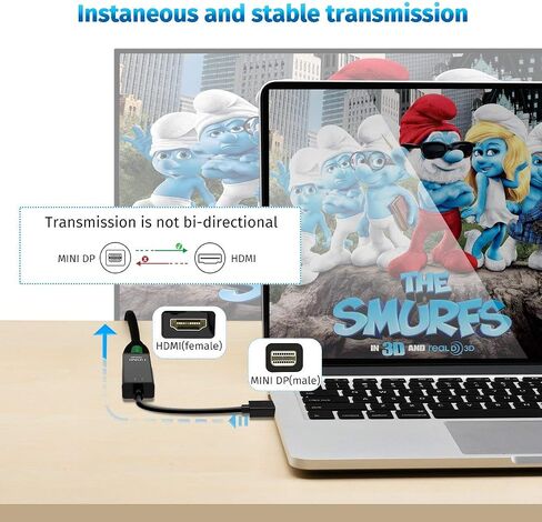 محول QLKUNLA DisplayPort إلى HDMI، DP أحادي الاتجاه إلى HDMI 4K شاشة DP مطلية بالذهب إلى محول HDMI متوافق مع Dell وLenovo وHP وGPU وAMD - رمادي 2-Pack in Saudi Arabia