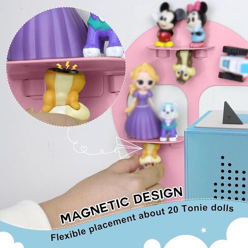 Metal Bracket for Toniebox,Floating Shelf for Tonies Figures 15-20pcs Storage,Wall Mounted Brackets for Toniebox Player,Children's Room Decorations and Gifts (Pink) in Saudi Arabia