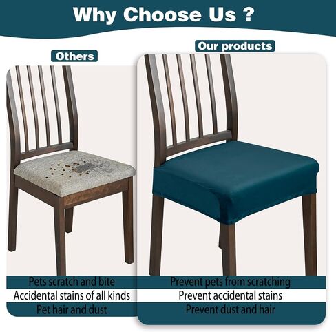 Dining Chair Seat Covers Set of 4, Stretch Velvet Chair Seat Slipcovers Protector, Removable Washable Kitchen Chair Covers for Dining Room Chairs (Set of 4, Teal) in Saudi Arabia