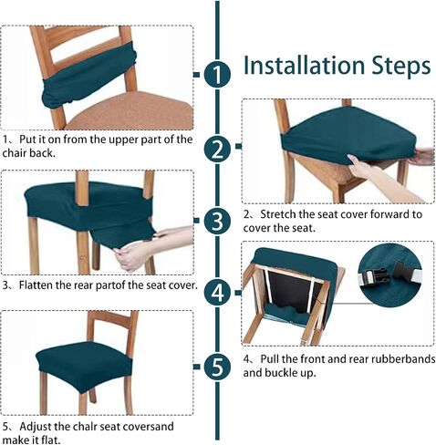 Dining Chair Seat Covers Set of 4, Stretch Velvet Chair Seat Slipcovers Protector, Removable Washable Kitchen Chair Covers for Dining Room Chairs (Set of 4, Teal) in Saudi Arabia