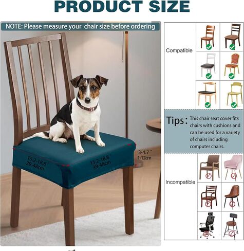 Dining Chair Seat Covers Set of 4, Stretch Velvet Chair Seat Slipcovers Protector, Removable Washable Kitchen Chair Covers for Dining Room Chairs (Set of 4, Teal) in Saudi Arabia