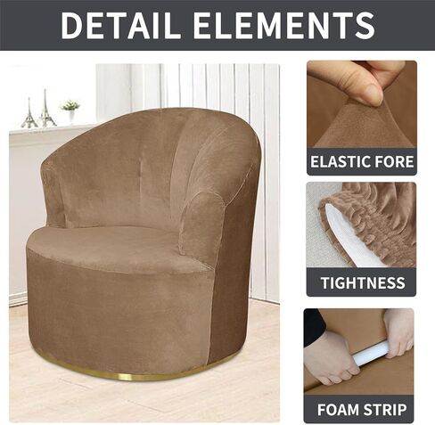 Velvet Single Sofa Cover Swivel Barrel Chair Cover Modern Accent Chair Slipcovers Barrel Armchairs Sofa Cover Protector for Home Decor Living Room in Kuwait