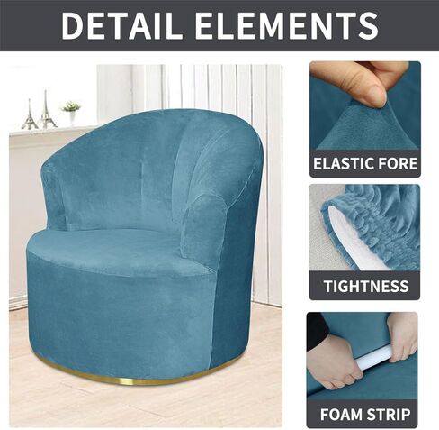 Velvet Single Sofa Cover Swivel Barrel Chair Cover Modern Accent Chair Slipcovers Barrel Armchairs Sofa Cover Protector for Home Decor Living Room in Kuwait
