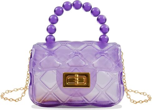 Little Girls Mini Jelly Purse Small Transparent Crossbody Bag Handbags with Bead Handle for Toddler Kids in Saudi Arabia