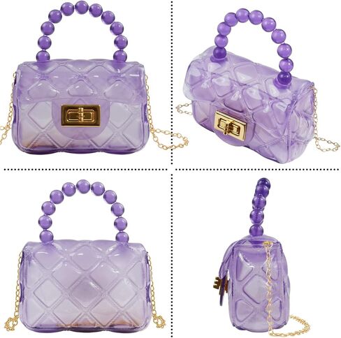 Little Girls Mini Jelly Purse Small Transparent Crossbody Bag Handbags with Bead Handle for Toddler Kids in Saudi Arabia