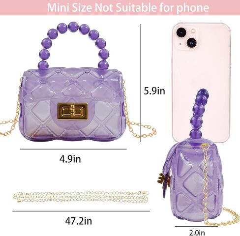 Little Girls Mini Jelly Purse Small Transparent Crossbody Bag Handbags with Bead Handle for Toddler Kids in Saudi Arabia