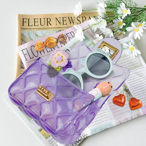 Little Girls Mini Jelly Purse Small Transparent Crossbody Bag Handbags with Bead Handle for Toddler Kids in Saudi Arabia