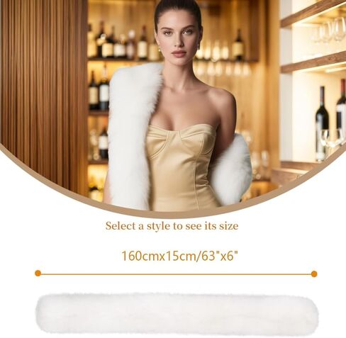 Long Women's Faux Fur Collar Scarf Wrap, Cold Winter Warm Wrap Stole Shawl Shrug Neck Warmer in Saudi Arabia
