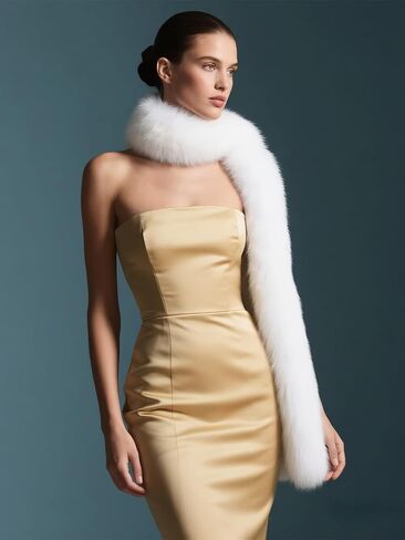 Long Women's Faux Fur Collar Scarf Wrap, Cold Winter Warm Wrap Stole Shawl Shrug Neck Warmer in Saudi Arabia