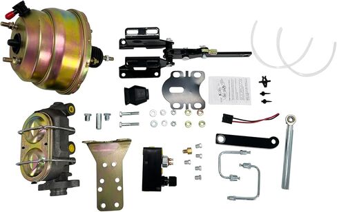 8" Universal Dual Power Brake Booster Conversion Kit with 1" Prop Chrome Brake Booster Master Cylinder Compatible with Ford Truck 1957-1972 disc/drum brakes in Saudi Arabia