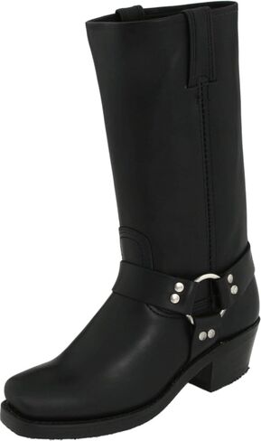 حذاء Frye Harness 12R للنساء - حذاء دراجة نارية أمريكي الصنع - نمط حزام من الجلد الإيطالي الأصلي - نعل خارجي مطاطي متين مع هيكل غرز أصلي - أجهزة من النيكل والنحاس in Kuwait