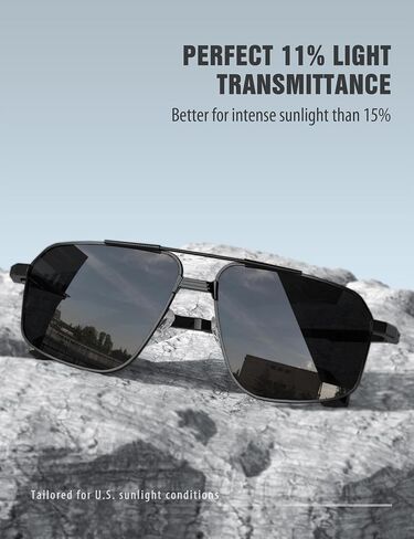 LUENX Aviator Sunglasses for Men Square Polarized Polygon Sun Glasses UV400 Protection in Kuwait