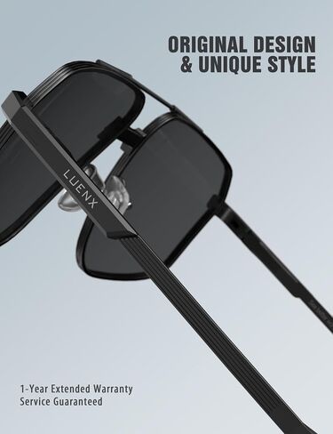 LUENX Aviator Sunglasses for Men Square Polarized Polygon Sun Glasses UV400 Protection in Kuwait