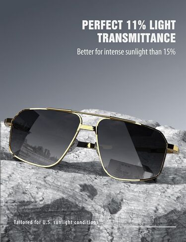 LUENX Aviator Sunglasses for Men Square Polarized Polygon Sun Glasses UV400 Protection in Kuwait