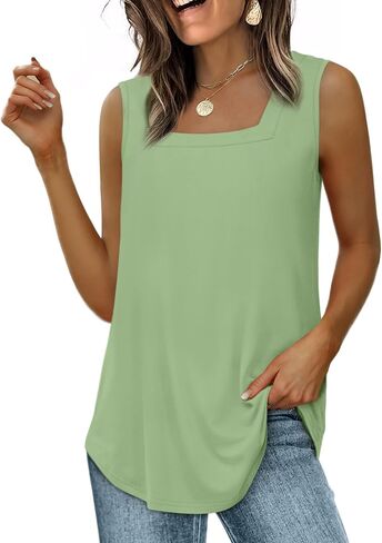 WIHOLL Tank Tops for Women Summer Outfits 2025 Square Neck Casual Shirts Blouses in Kuwait