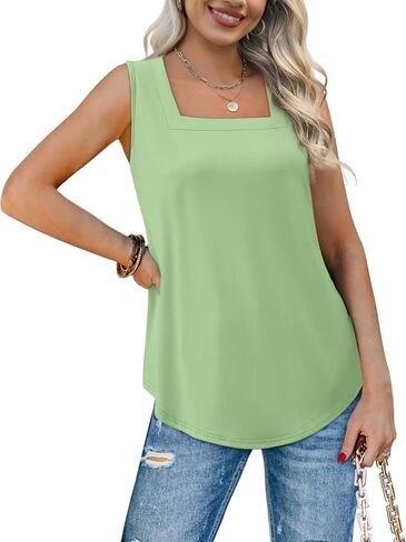 WIHOLL Tank Tops for Women Summer Outfits 2025 Square Neck Casual Shirts Blouses in Kuwait