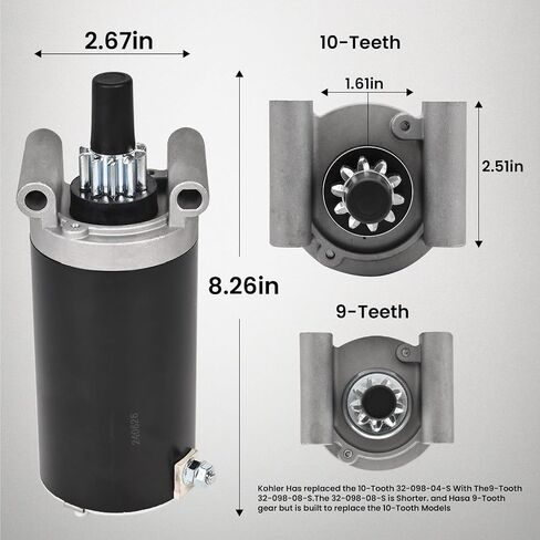 Kohler Starter Motor (9-Teeth) استبدال 7000 سلسلة KT715-KT745 الشجاعة Twin SV710-SV840 1999-1140051 32-098-08 3209808 3209801 32-098-03 32-098S 410-21111 in Saudi Arabia