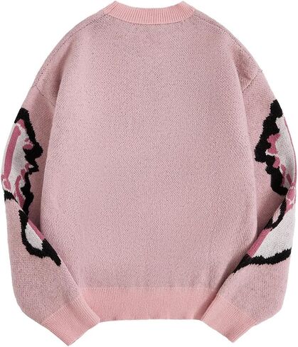 Men's Gothic Oversized Sweater Skull Pattern Long Sleeve Crew Neck Pullover Jumper Tops in Saudi Arabia