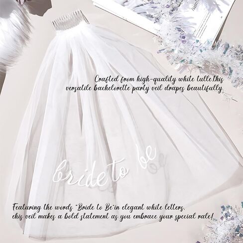 PartyGifts&beyond Embroidered Bride to Be Veil Bachelorette Party Favors Wedding Veils for Brides Bridal Veil in Saudi Arabia