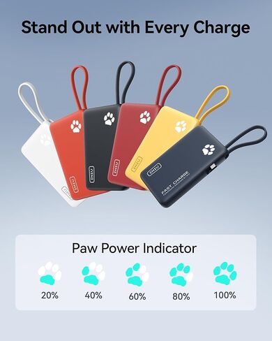 INIU Portable Charger, Slimmest 10000mAh Power Bank with Build in USB-C Cable, 20W PD Fast Charging USB C in&Out Battery Pack, External Phone Charger for iPhone 16 15 14 13 Samsung S22 S21 Google etc in Kuwait