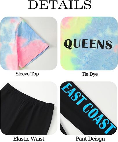 Girls' Clothing Sets Tie-Dye Tee Top Legging Outfits for Kid Activewear Jogger Sets Tween Girl Sweatsuits Size 8-14 in Saudi Arabia