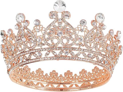 Eseres Queen Crowns for Women Full Round Birthday Crown Crystal Baroque Queen Tiaras for Wedding Party Headwear Crown Cake Topper in Kuwait