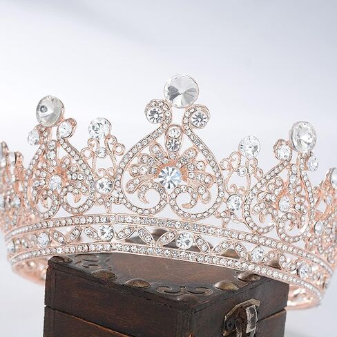 Eseres Queen Crowns for Women Full Round Birthday Crown Crystal Baroque Queen Tiaras for Wedding Party Headwear Crown Cake Topper in Kuwait