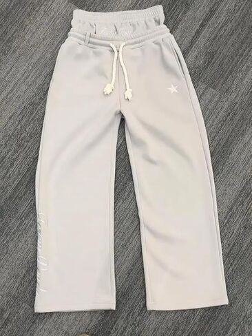 Double Waisted Sweatpants Men Y2k Wide Leg Baggy Sweatpants Loose Star Embroidery Hip Hop Pants Drawstring Gym Joggers in Saudi Arabia