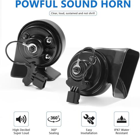 Car Horn 12V Universal Super Loud Electric Waterproof Horn Low High Two Tone Fit for Any 12 Volt Car Motorcycle Truck Boat Replacement Kit in Kuwait